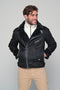 Leather Fleece Jacket - Black